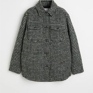 H&M Shacket Green Black Plaid Padded Quilted Women’s Medium